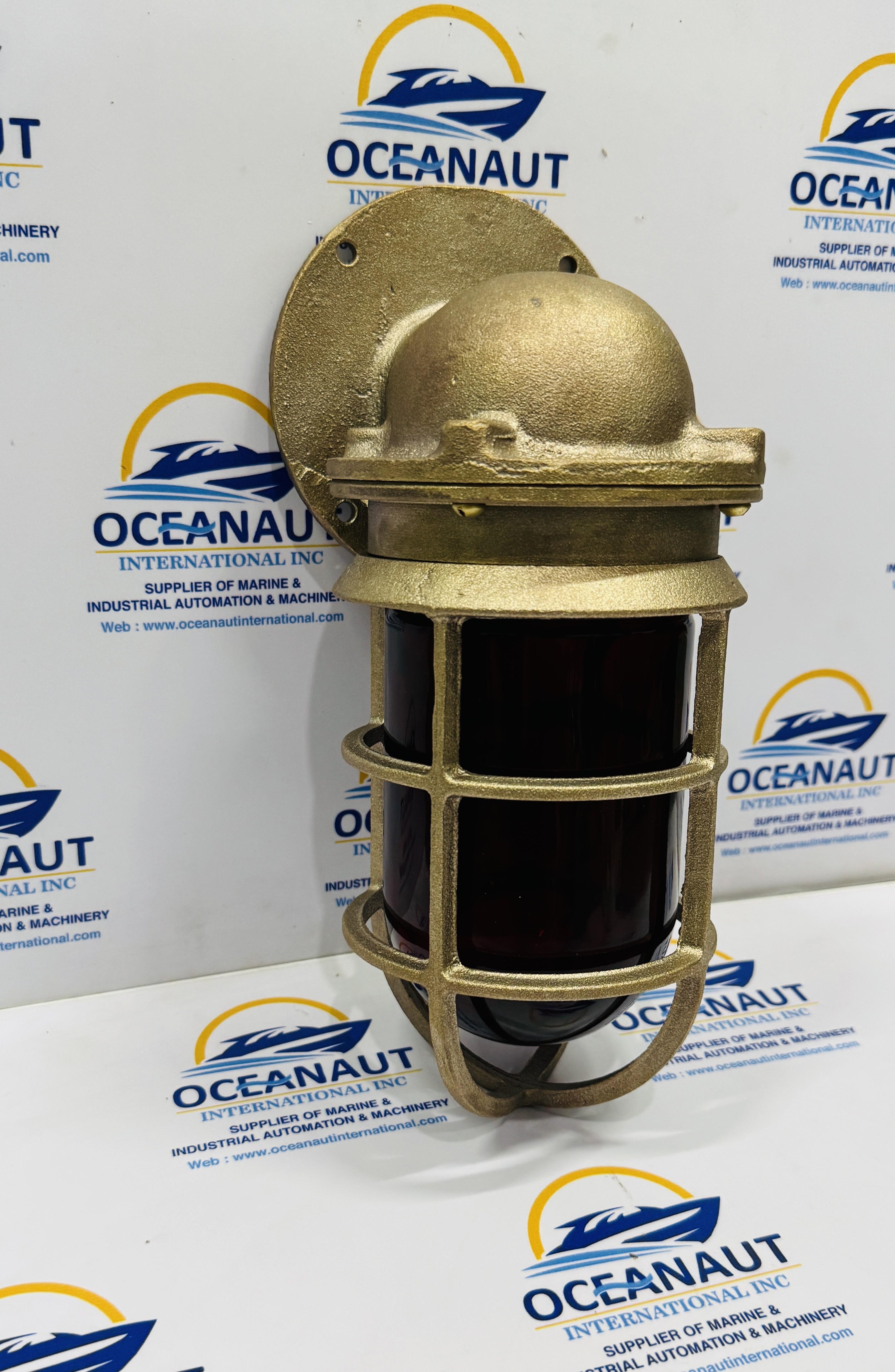 Bronze Passage Light Reclaimed Ship Bulkhead Light Dark Red Glass