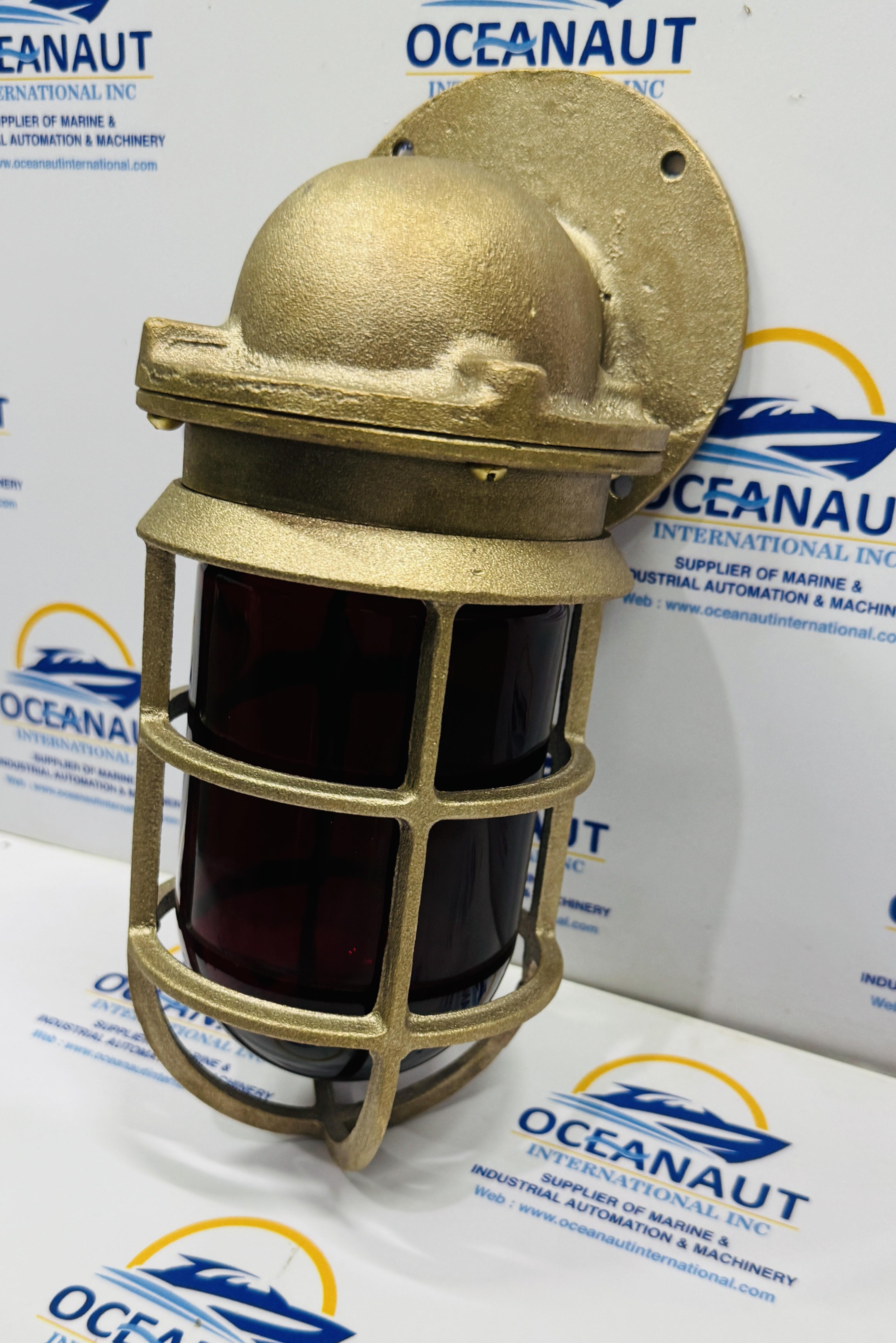 Bronze Passage Light Reclaimed Ship Bulkhead Light Dark Red Glass