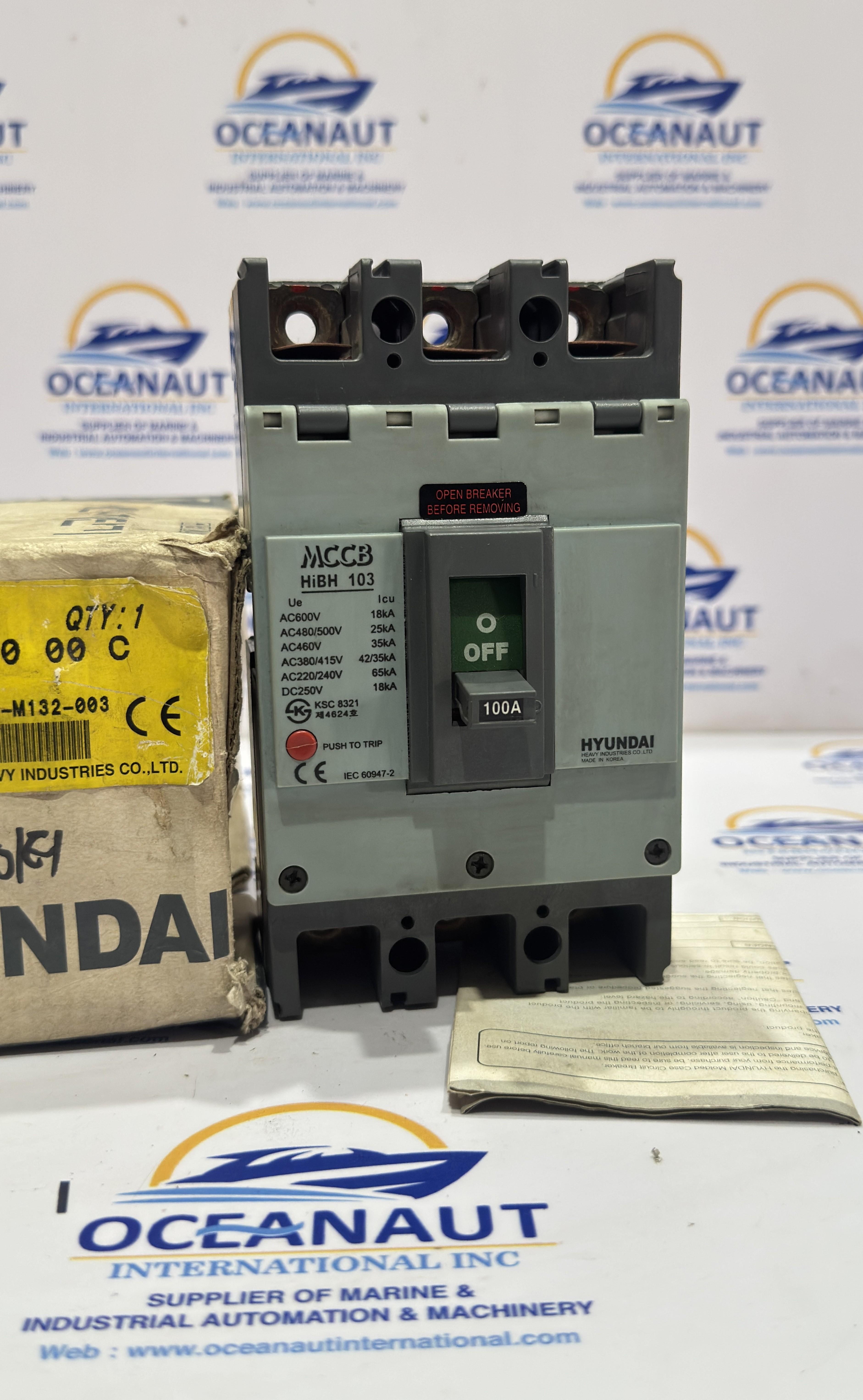 NEW Hyundai Mccb Hibh103 Molded Case Circuit Breaker 100Amp Uimp 6kv