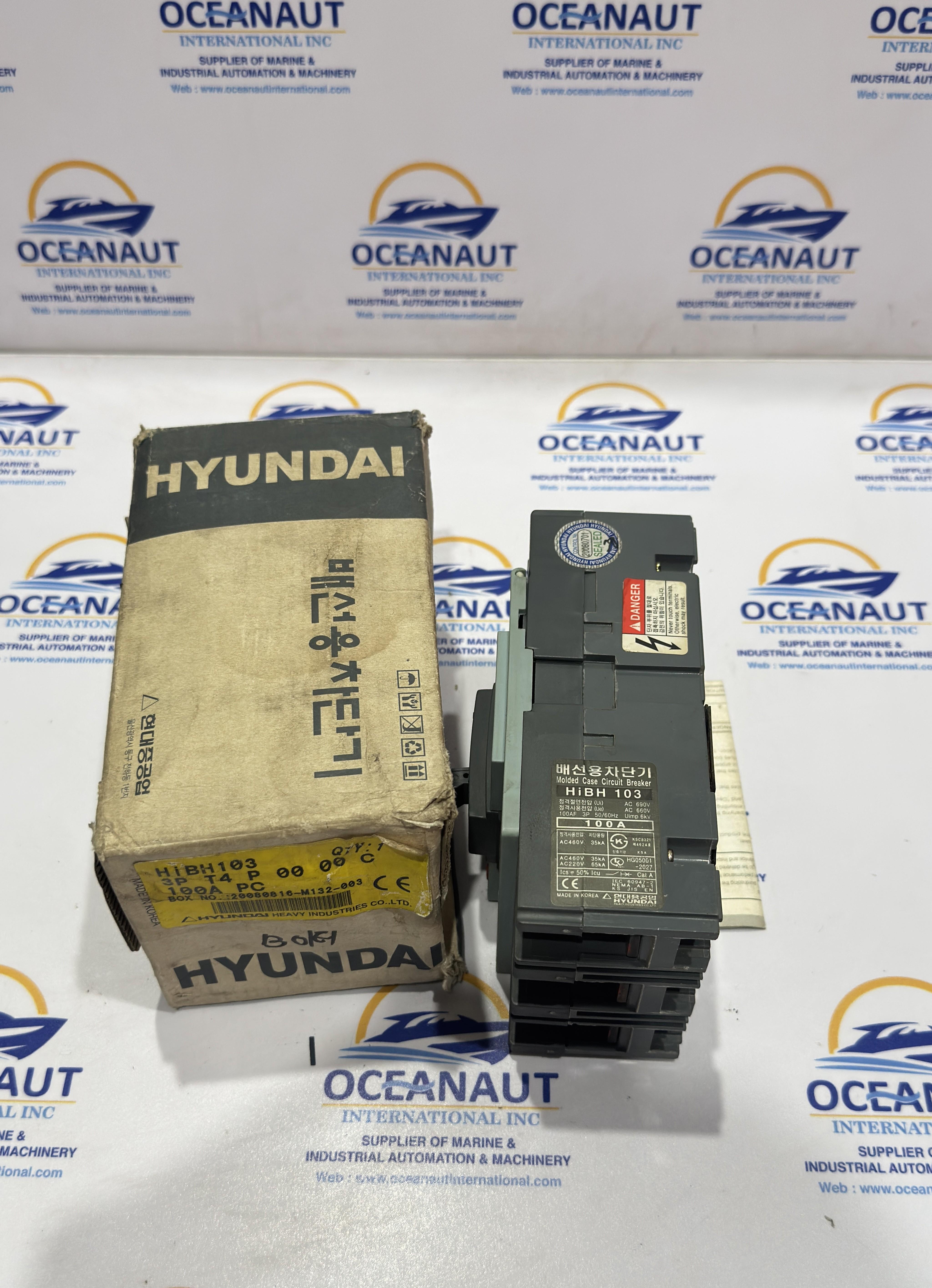 NEW Hyundai Mccb Hibh103 Molded Case Circuit Breaker 100Amp Uimp 6kv