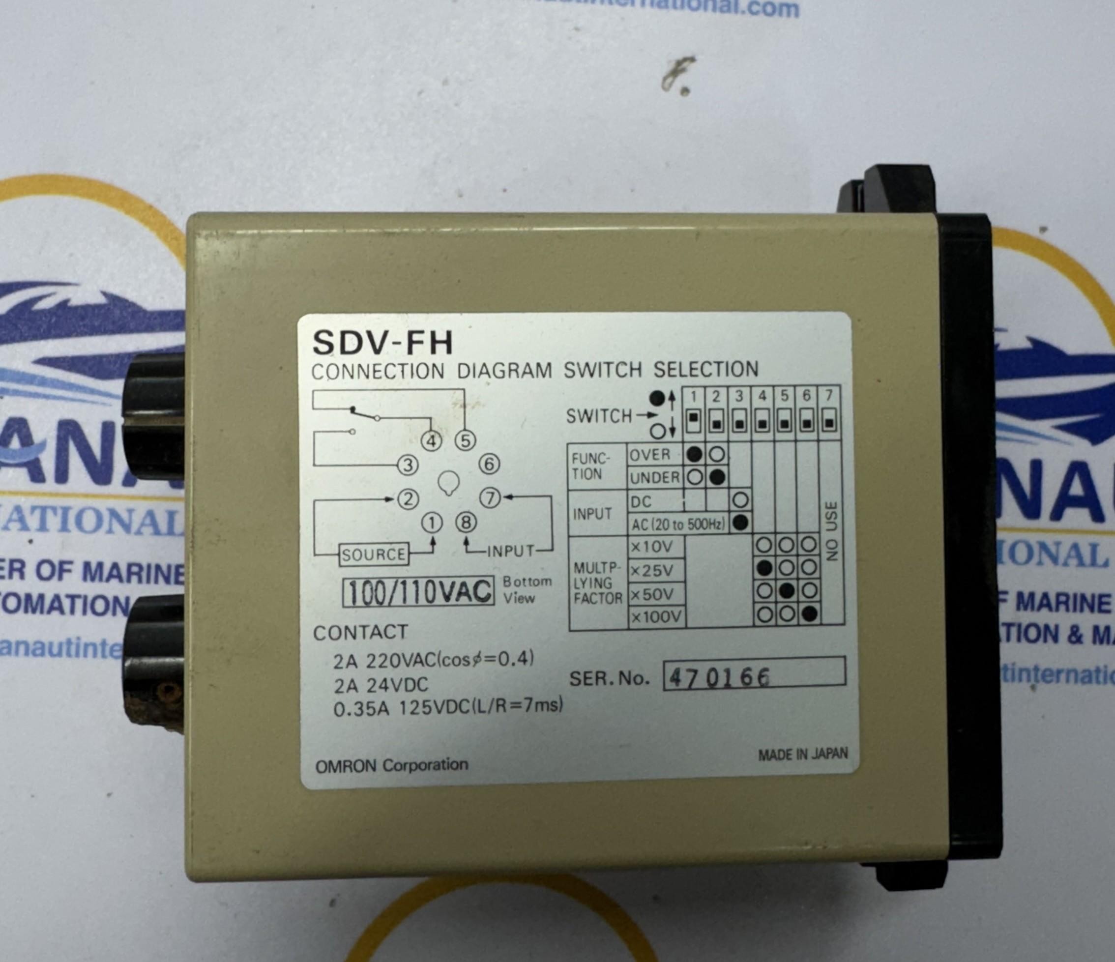 OMRON SDV-FH6 AC100/110 2 AMP, 220 VAC, 24 VDC, Voltage Sensor