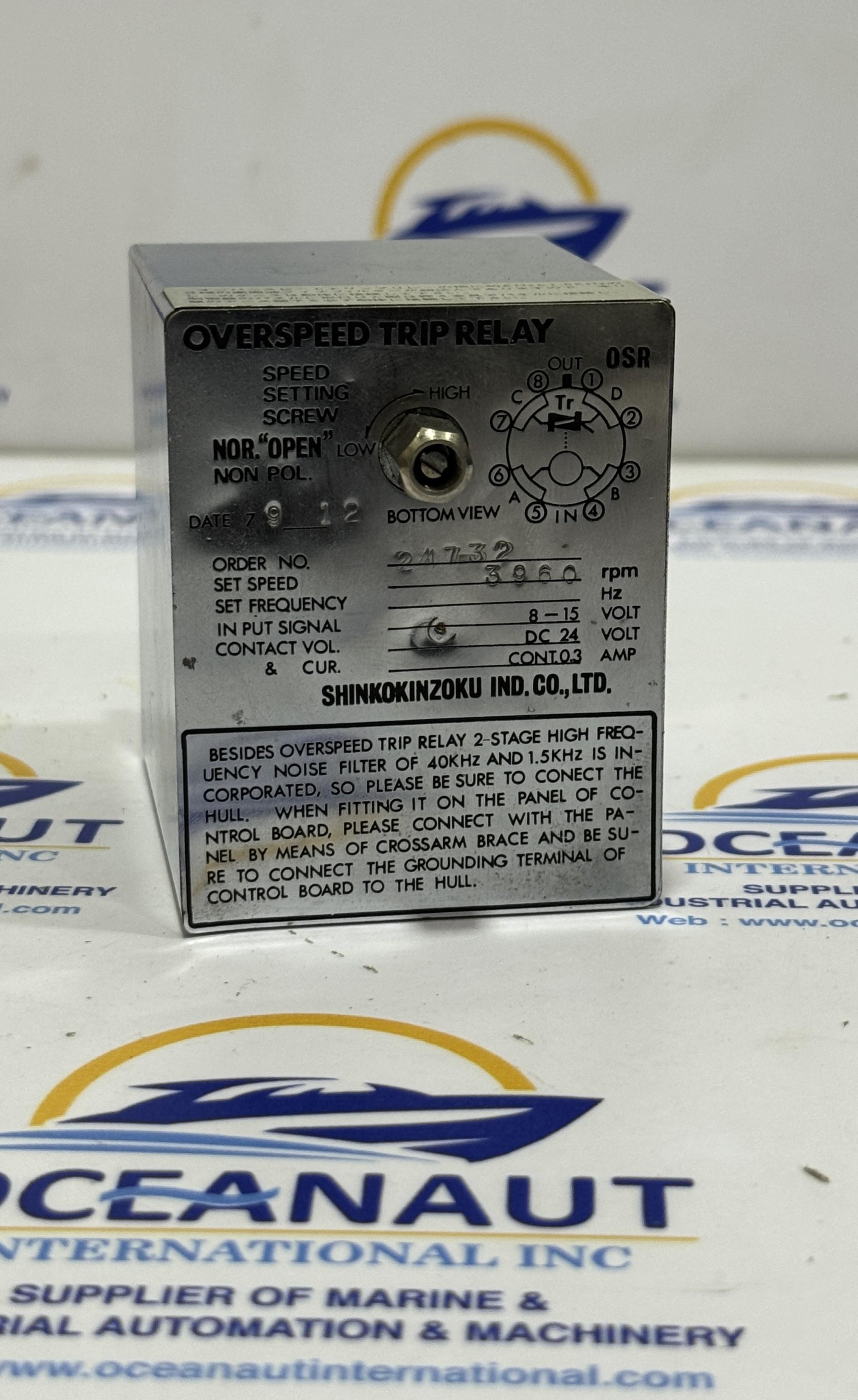 Shinko 3960 rpm over speed trip relay