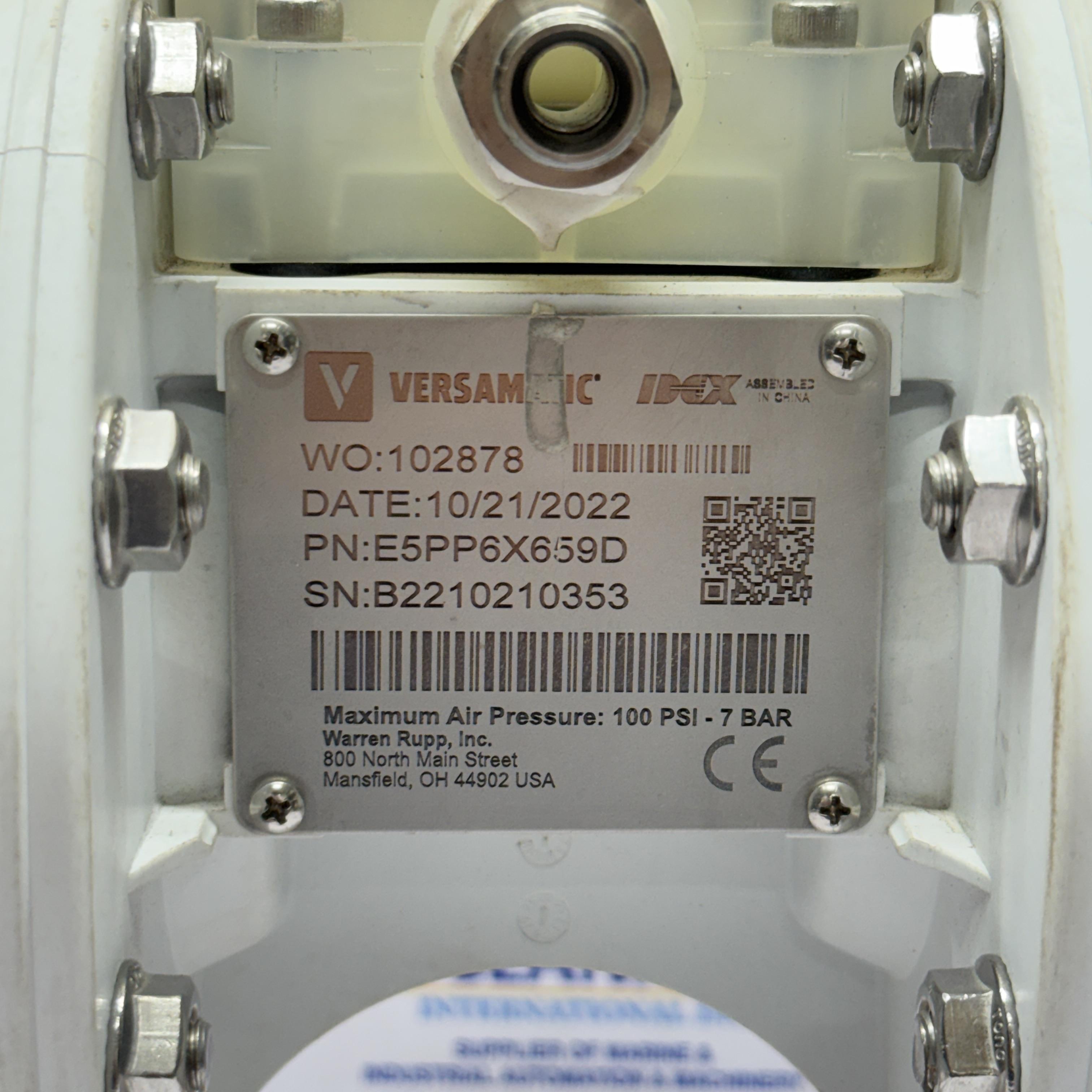 VERSAMATIC IDEX E5PP6X659D DIAPHRAGM PUMP