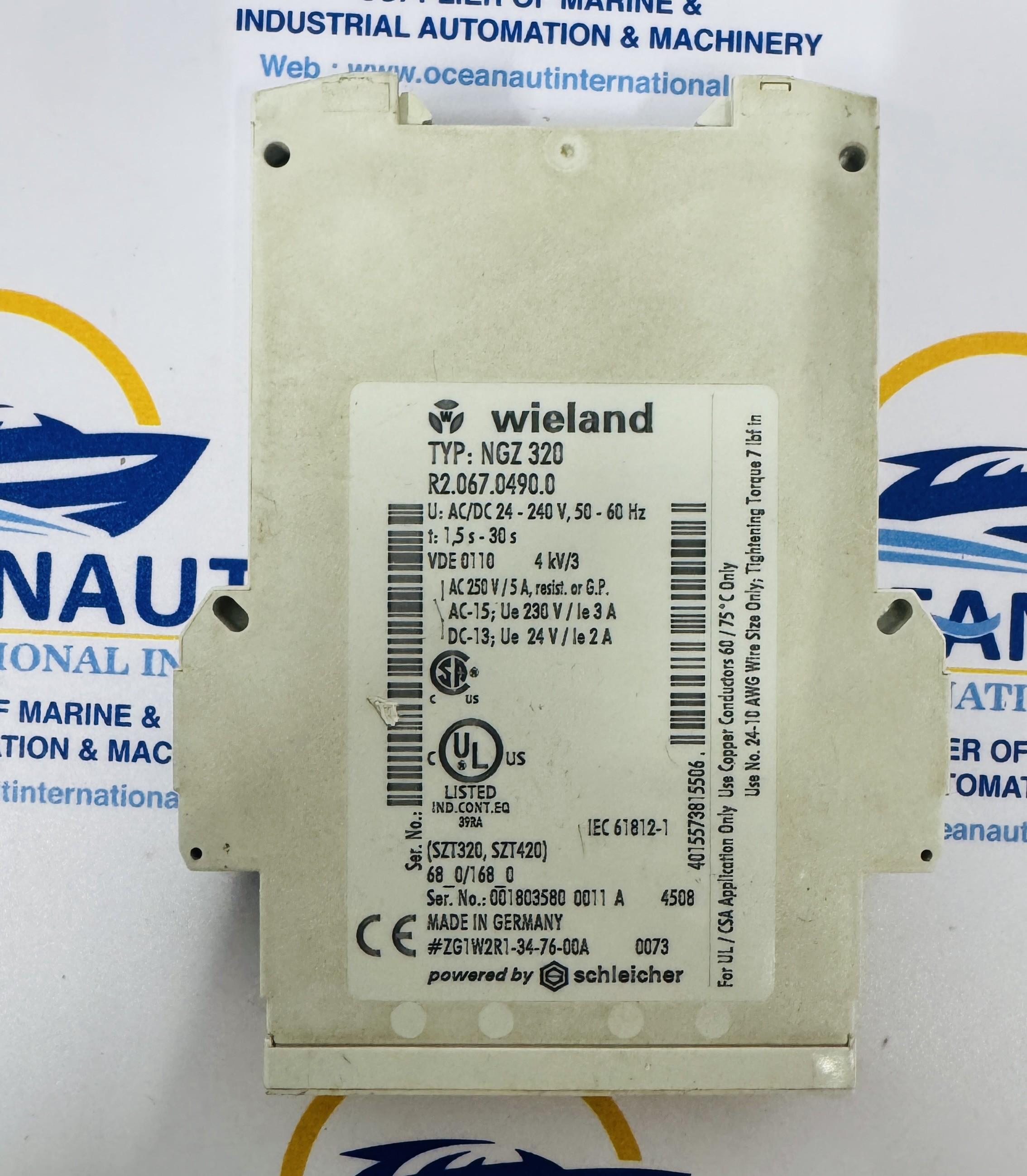 WIELAND NGZ320 R2.067.0490.0 TIMER TIMING 15S-30S VOLTAGE 24-240VAC/DC
